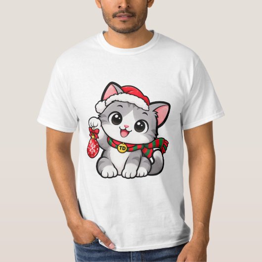 TD Kitty Kerstmis Kat T-Shirt (Voorkant)