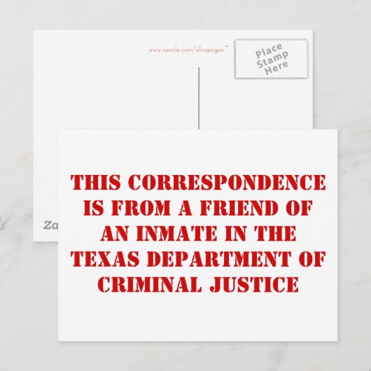 TDCJ-vriend Briefkaart (Voorkant / Achterkant)