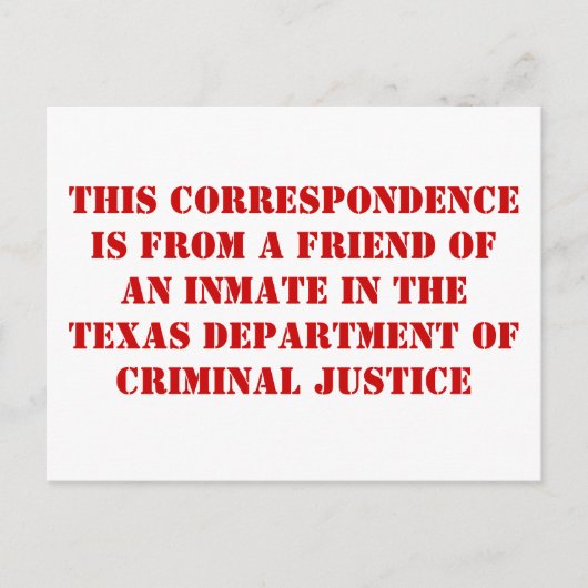 TDCJ-vriend Briefkaart (Voorkant)