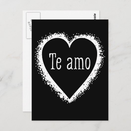 Te amo, ik hou van je in het Spaans zwart-wit Briefkaart (Voorkant / Achterkant)