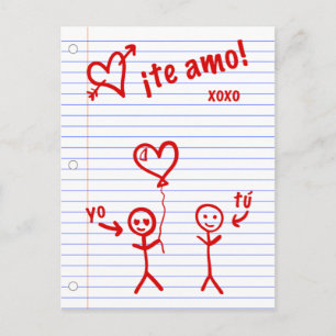 te amo kladjes van schrijfblok papier briefkaart