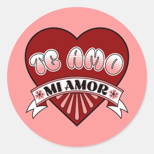 Te Amo Mi Amor Feliz Dia de San Valentin Spaans Ronde Sticker (Voorkant)