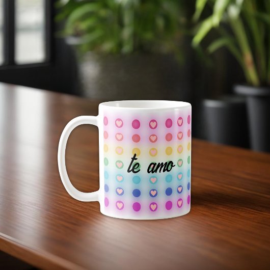 "te amo, mi amor" Regenboog en hart Romantisch Koffiemok