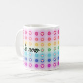 "te amo, mi amor" Regenboog en hart Romantisch Koffiemok (Voorkant links)