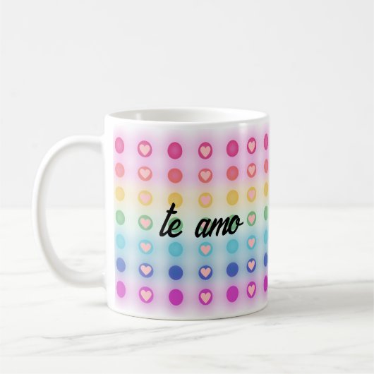 "te amo, mi amor" Regenboog en hart Romantisch Koffiemok (Links)