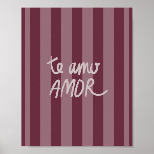 Te Amo poster bordeauxroze (Voorkant)
