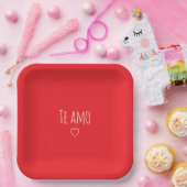 'Te Amo' Romantic Red White Valentine's Day Papieren Bordje (Feest)