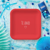 'Te Amo' Romantisch Rood Wit Valentijnsdag Papieren Bordje (Feest)