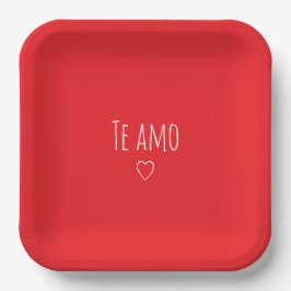 'Te Amo' Romantisch Rood Wit Valentijnsdag Papieren Bordje