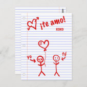 te amo schetsen van schrijfblok papier briefkaart (Voorkant / Achterkant)
