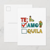 Te Amo Tequila Cinco de Mayo Grappig Aankondigingskaart (Voorkant / Achterkant)