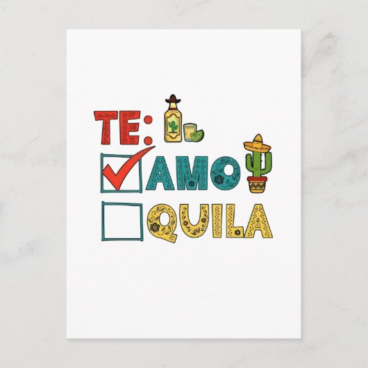 Te Amo Tequila Cinco de Mayo Grappig Feestdagenkaart (Voorkant)