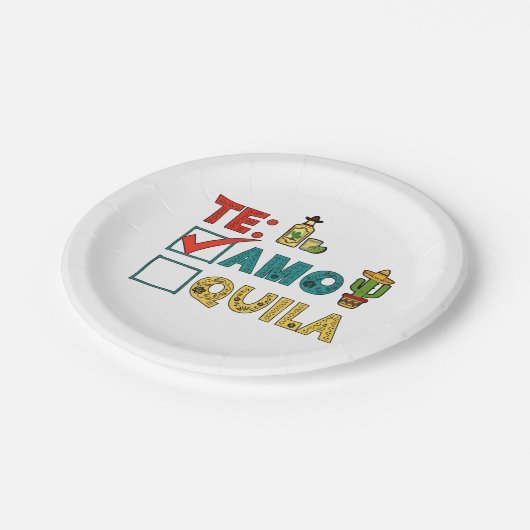 Te Amo Tequila Cinco de Mayo Grappig Papieren Bordje (Gekanteld)
