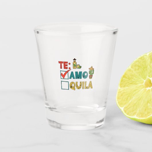 Te Amo Tequila Cinco de Mayo Grappig Shot Glas (Voorkant)