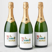 Te Amo Tequila Cinco de Mayo Grappig Sparkling Wijnetiket (Flessen)