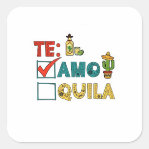 Te Amo Tequila Cinco de Mayo Grappig Vierkante Sticker
