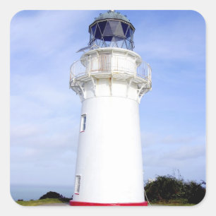 Te Araroa, Nieuw-Zeeland. Een vuurtoren geeft Vierkante Sticker
