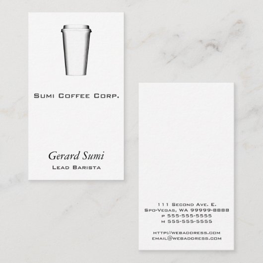 Te behalen bekertjes visitekaartje (Voorkant / Achterkant)