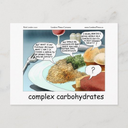 Te Complexe Koolhydraten Grappige Cadeaus & T-shir Briefkaart (Voorkant)