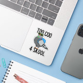 Te Coo 4 Skool Funny Cool Pigeon Pun Sticker (Laptop met iPhone)
