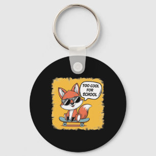 Te Cool For School Trendy Skateboarden Vos Sleutelhanger