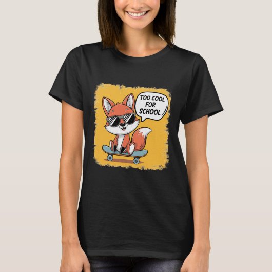 Te Cool For School trendy skateboarden Vos T-shirt (Voorkant)
