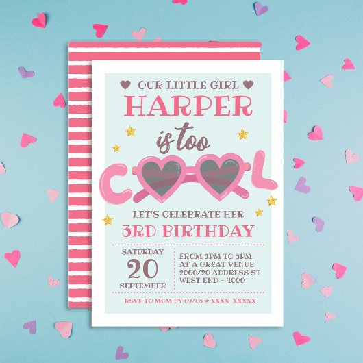 Te Cool Girls Birthday Party Invitation Kaart