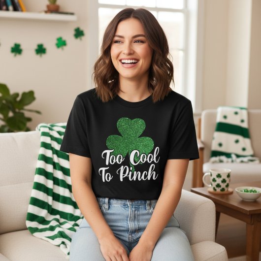 Te cool om glitter Shamrock St Patricks Day te pak T-shirt