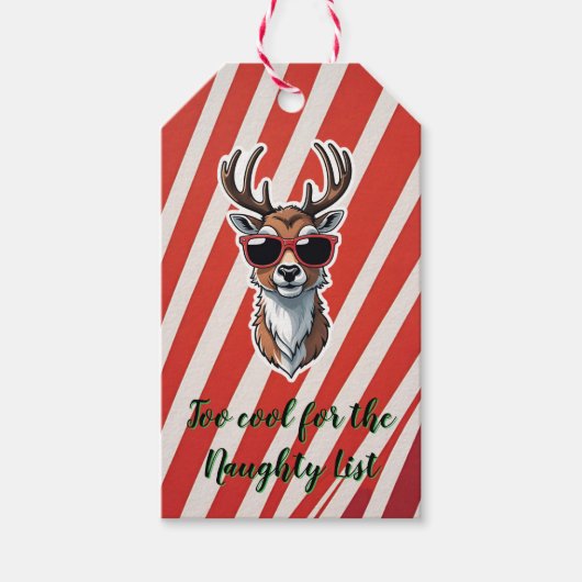 Te cool voor de Naughty List Reindeer Cadeaulabel (Voorkant)
