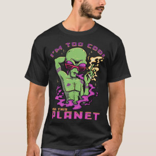 Te cool voor deze planeet Oude Groene Alien Smok T-shirt