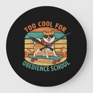 Te cool voor gehoorzaamheid School Dog Skateboard Grote Klok
