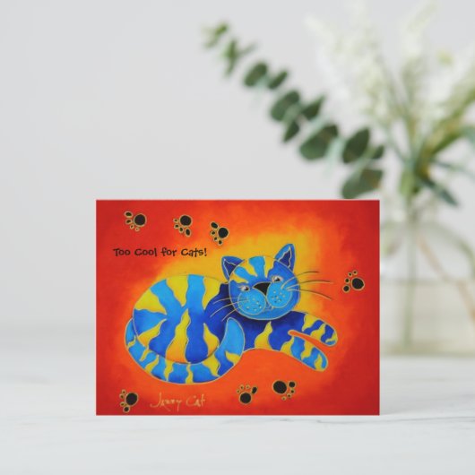 Te cool voor katten! -Smiley Smug Red Cat Briefkaart (Staand voorkant)