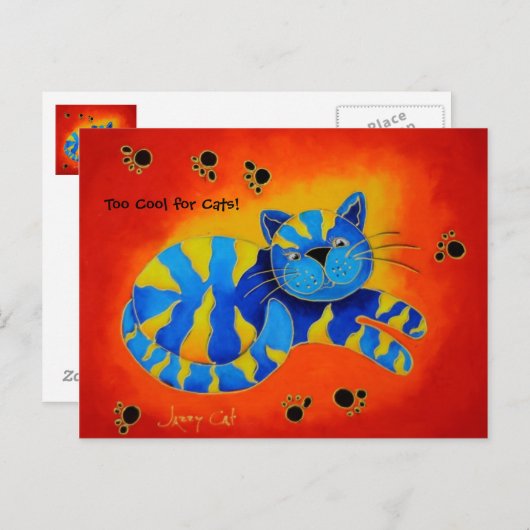 Te cool voor katten! -Smiley Smug Red Cat Briefkaart (Voorkant / Achterkant)