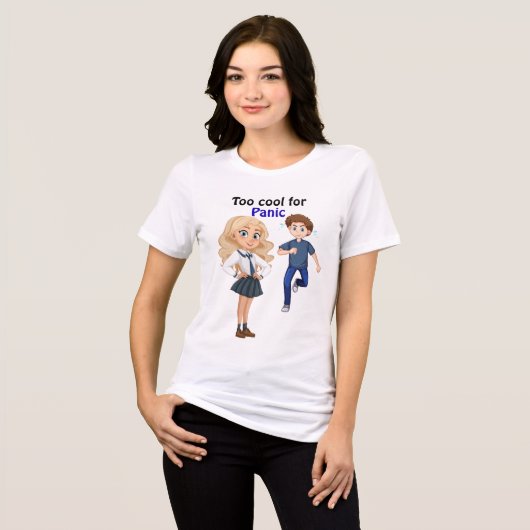 Te cool voor paniek Tri-Blend shirt (Voorkant volledig)