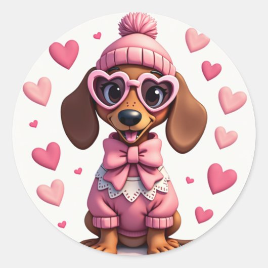 Te cool voor Ruff Times: stijlvolle teckel Sticker (Voorkant)