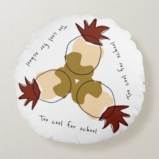 Te cool voor school rond kussen met ananas (Voorkant)