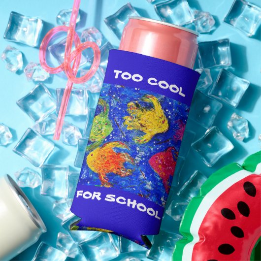 Te Cool voor School Slim Can Koozie (Insitu Zomer)