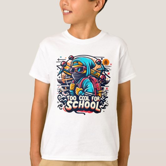 Te cool voor school t-shirt (Voorkant)