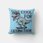 Te cool voor uitsterven T-Rex Skater - Funny Dino Kussen (Voorkant)