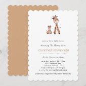 Te Cute Giraffe Baby shower Invitation Kaart (Voorkant / Achterkant)