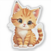 Te Cute om Serieus te Zijn – Grappige Kitty Sticke Sticker (Voorkant)