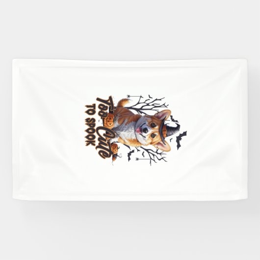 Te Cute Om Te Laten Schrikken Grappige Halloween H Spandoek (Horizontaal)