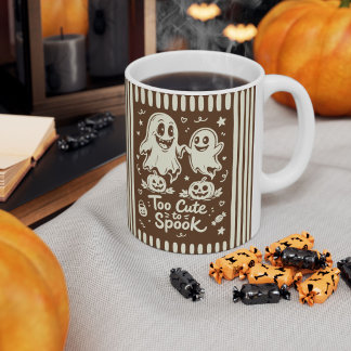 Te Cute om te Spoken Bruine Retro Halloween Geeste Koffiemok