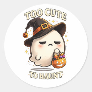 Te Cute Om Te Teisteren Spook Heks Halloween Kunst Ronde Sticker