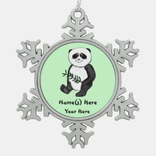 Te Cute Panda Beer Tin Sneeuwvlok Ornament