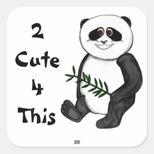 Te Cute Panda Beer Vierkante Sticker (Voorkant)