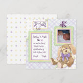 Te Cute Puppy, Monogrammed Baby Aankondiging (Voorkant / Achterkant)