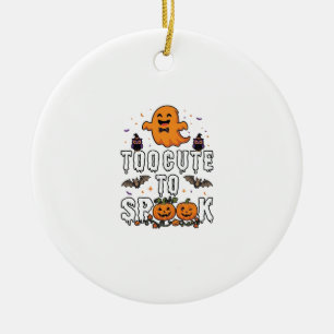 Te Cute Spook Halloween Oranje Geest Pompoenen Vle Keramisch Ornament