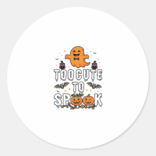 Te Cute Spook Halloween Oranje Geest Pompoenen Vle Ronde Sticker