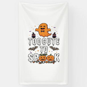 Te Cute Spook Halloween Oranje Geest Pompoenen Vle Spandoek